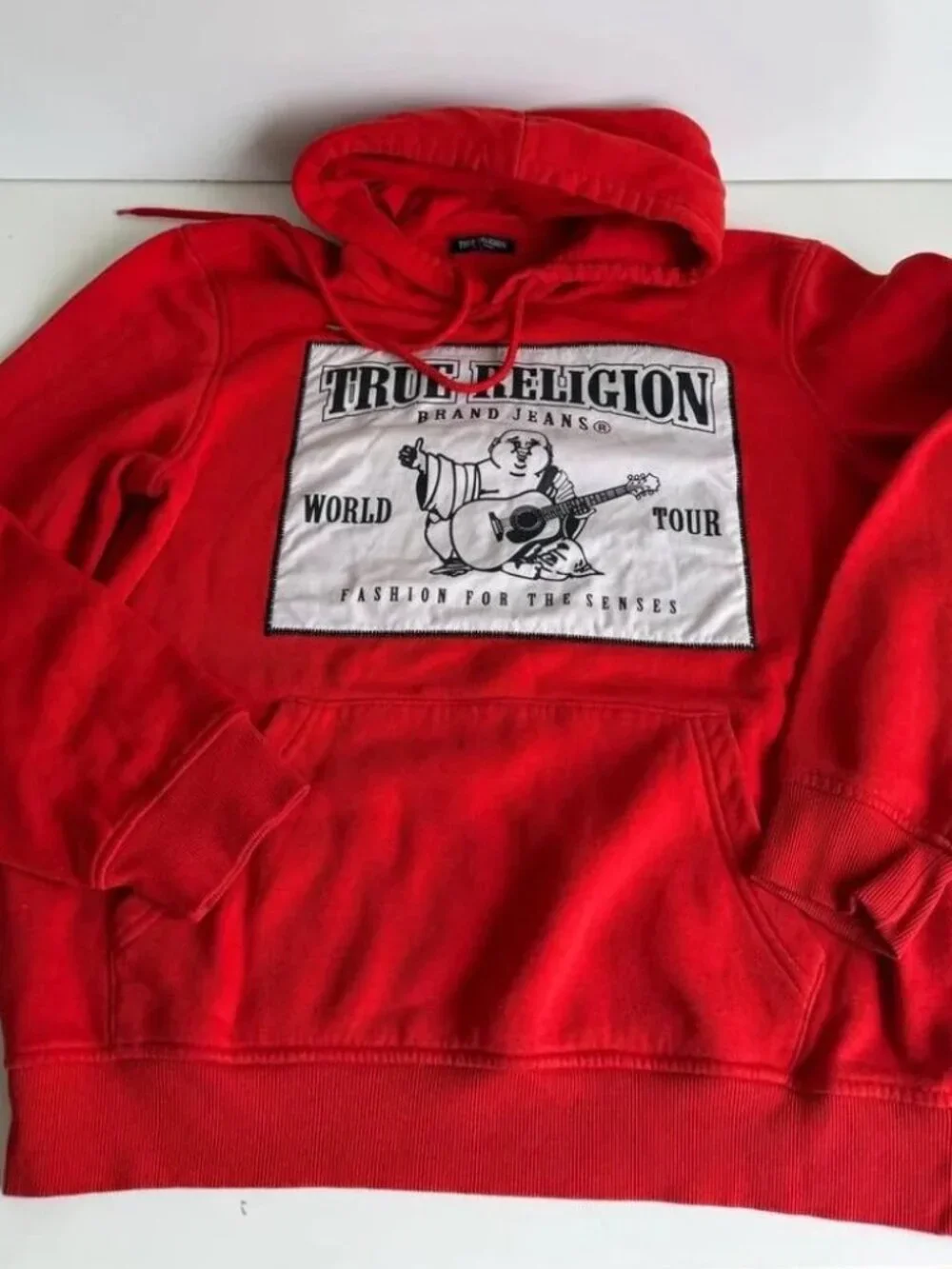 True Religion Red “Lava” Hoodie Pullover Logo Sweatshirt